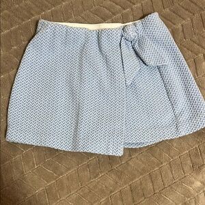 Blue Patterned Skirt with Bow Detail